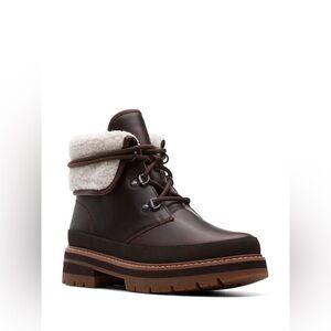 Clarks Leather Lace Up Boot, Brown Sz 7